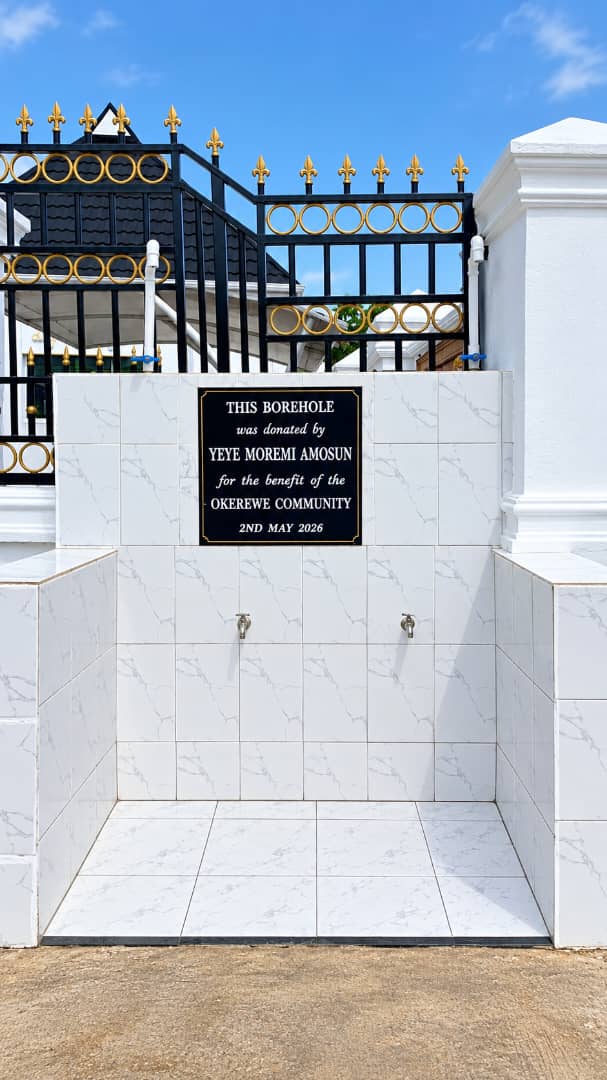 Okerewe Community borehole water point donated by Yeye Moremi Amosun